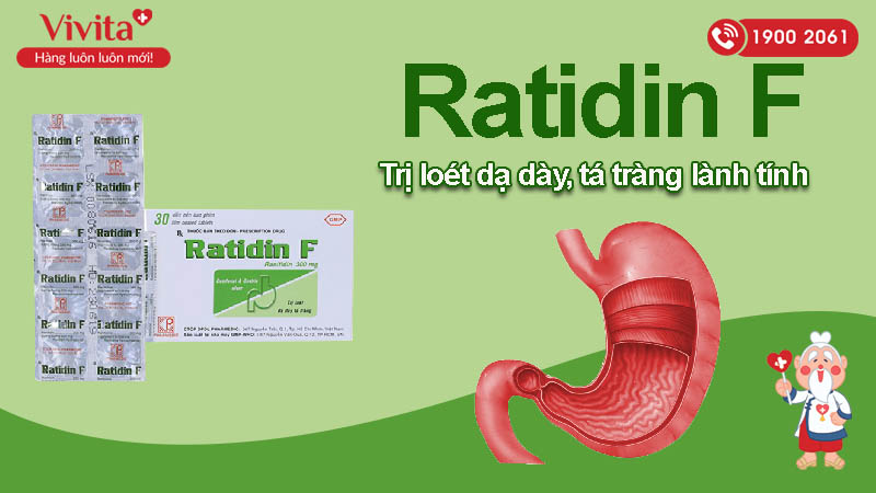 Thuốc trị loét dạ dày, tá tràng Ratidin F 300mg