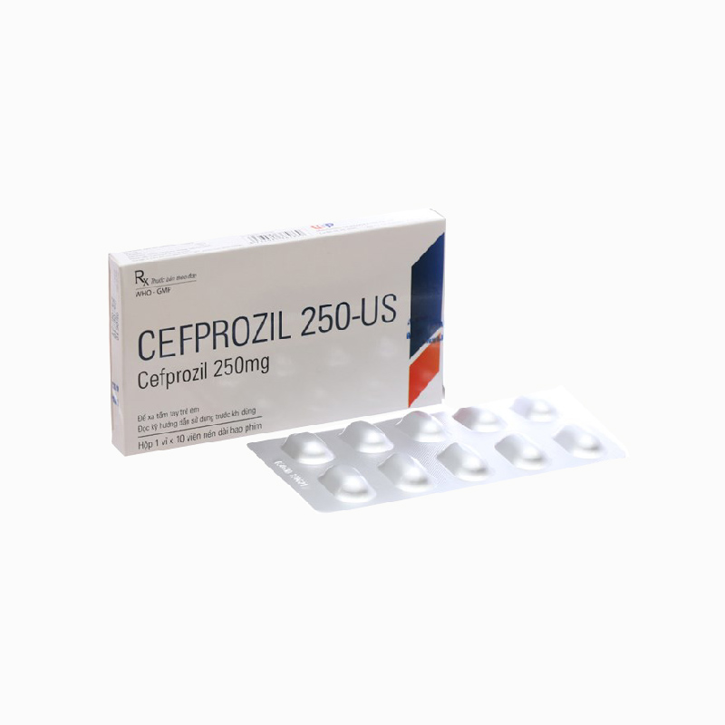 Thuốc kháng sinh trị nhiễm khuẩn Cefprozil 250-US | Hộp 10 viên