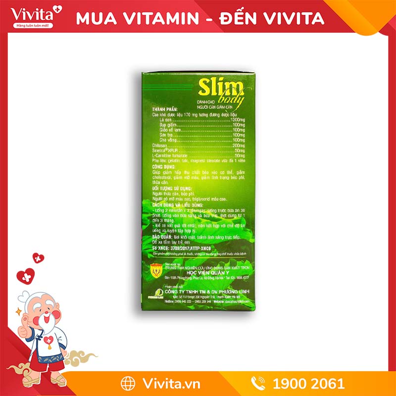 Viên Uống Slim Body Hỗ Trợ Giảm Cân, Giảm Béo | Lọ 100 Viên