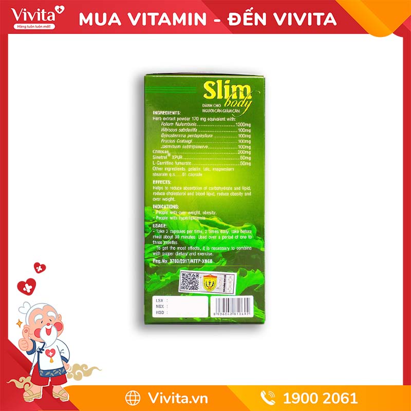 Viên Uống Slim Body Hỗ Trợ Giảm Cân, Giảm Béo | Lọ 100 Viên