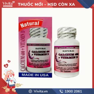 Thuốc bổ sung vitamin và khoáng chất Calcium 600 Vitamin D Natural