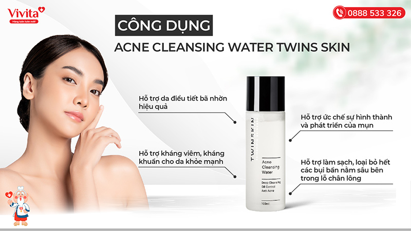 công dụng Acne Cleansing Water Twins Skin