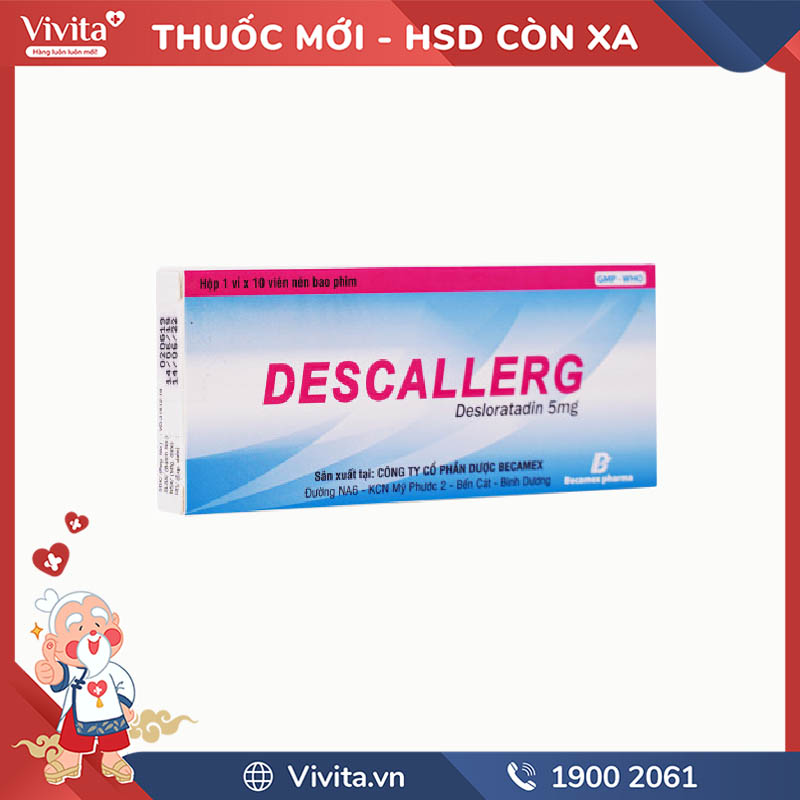 Thuốc chống dị ứng Descallerg | Hộp 10 viên