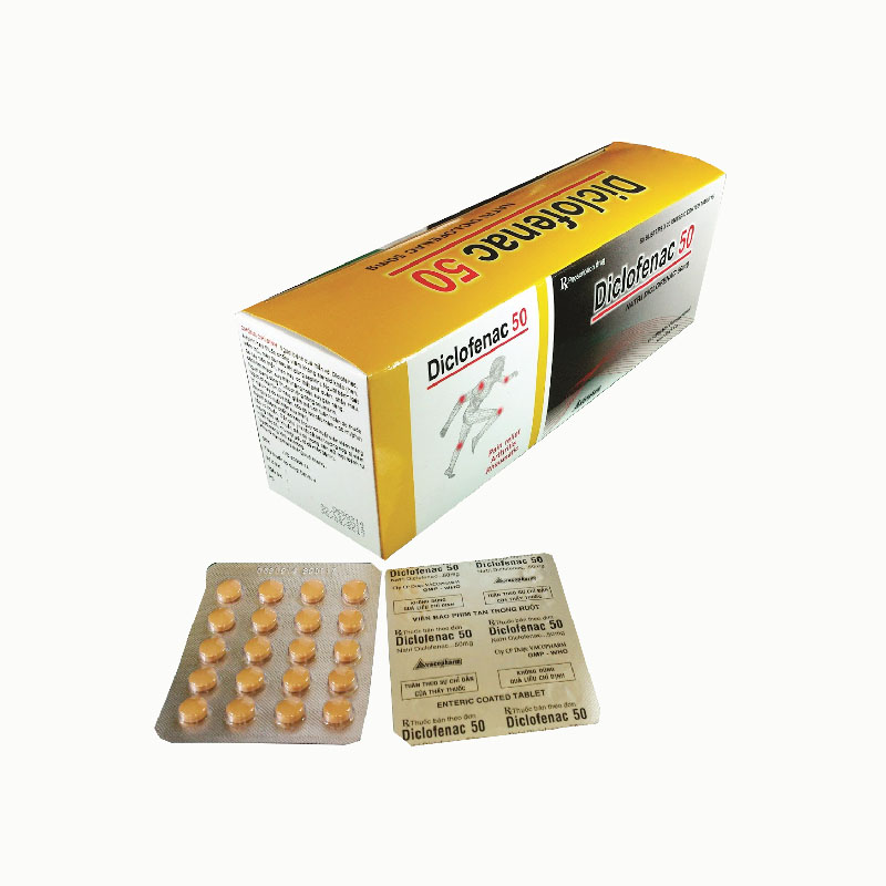 Thuốc giảm đau, kháng viêm Diclofenac 50 Vacopharm | Hộp 50 viên