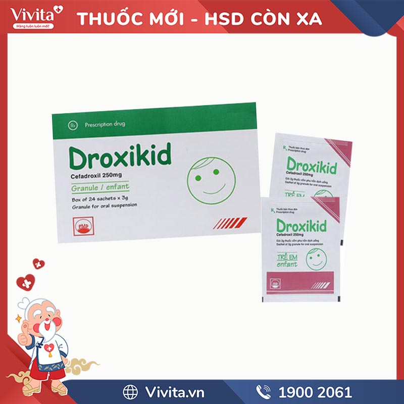 Thuốc kháng sinh trị nhiễm khuẩn Droxikid | Hộp 24 gói