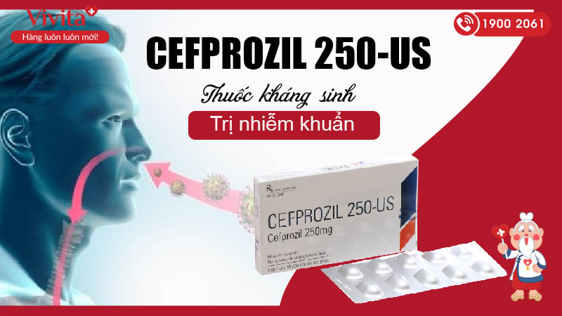 Thuốc kháng sinh trị nhiễm khuẩn Cefprozil 250-US 