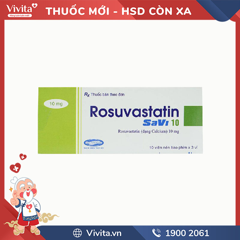 Thuốc trị mỡ máu Rosuvastatin Savi 10 | Hộp 30 viên
