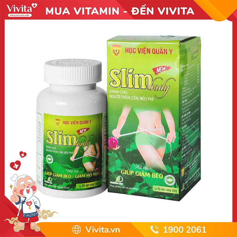 Viên Uống Slim Body Hỗ Trợ Giảm Cân, Giảm Béo | Lọ 100 Viên