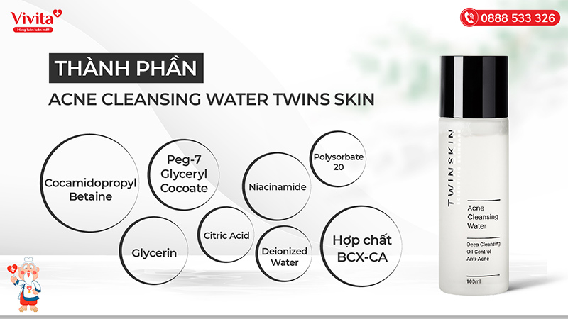 thành phần Acne Cleansing Water Twins Skin