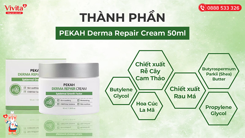 thành phần Pekah Derma Repair Cream 50ml