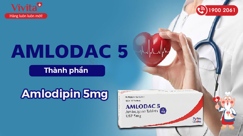 Thành phần của thuốc trị tăng huyết áp, đau thắt ngực Amlodac 5