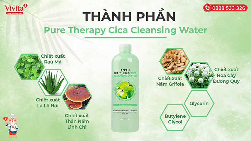 thành phần pekah pure therapy cica cleansing water