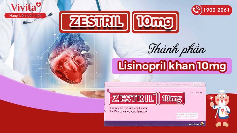 Thành phần của thuốc trị cao huyết áp, suy tim, nhồi máu cơ tim Zestril 10mg