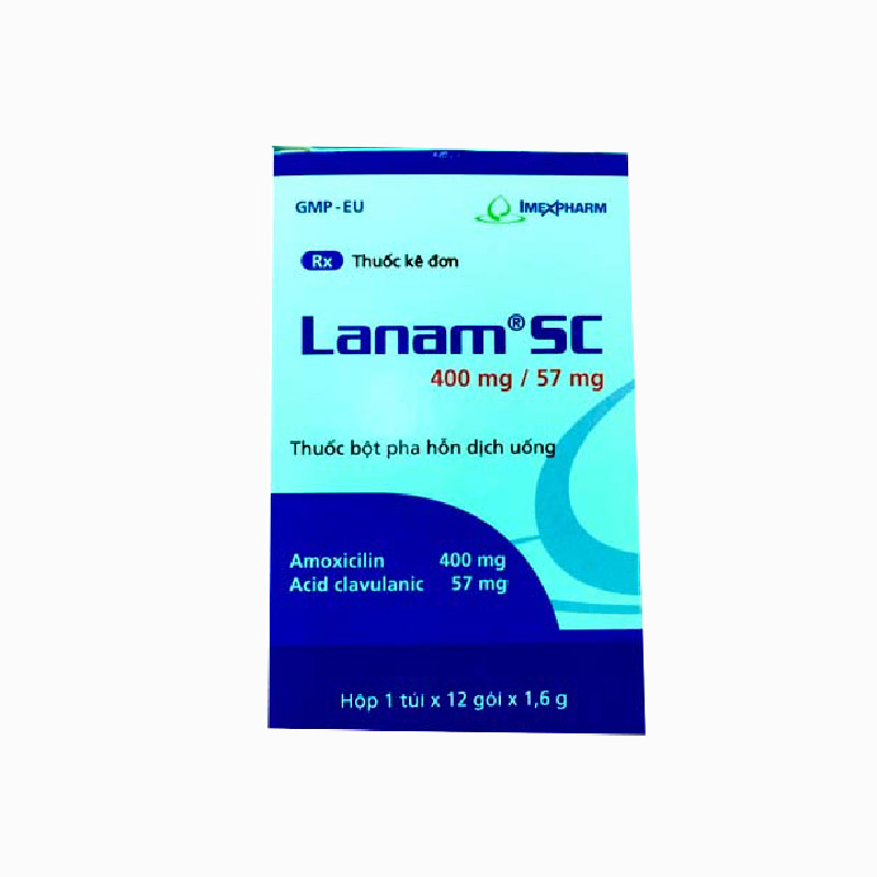 Thuốc kháng sinh trị nhiễm khuẩn Lanam SC 400mg/57mg | Hộp 12 gói