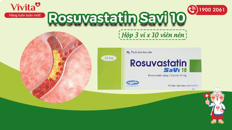 Thuốc trị mỡ máu Rosuvastatin Savi 10