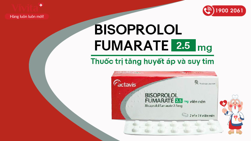 Thuốc trị tăng huyết áp, suy tim Bisoprolol Fumarate 2.5mg
