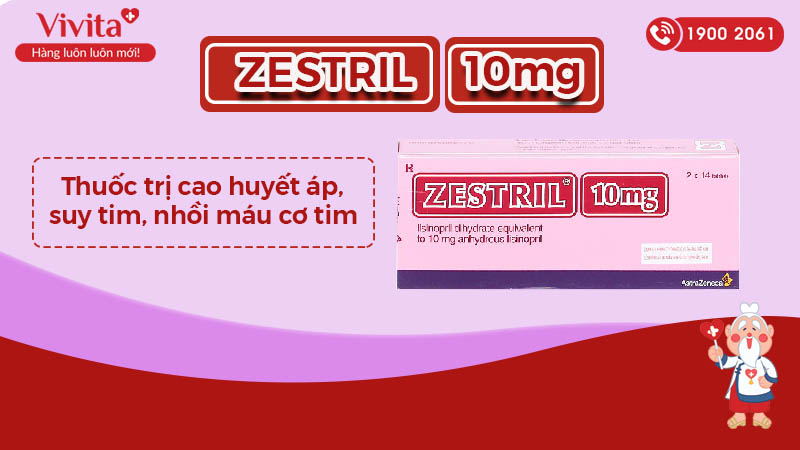 Thuốc trị cao huyết áp, suy tim, nhồi máu cơ tim Zestril 10mg