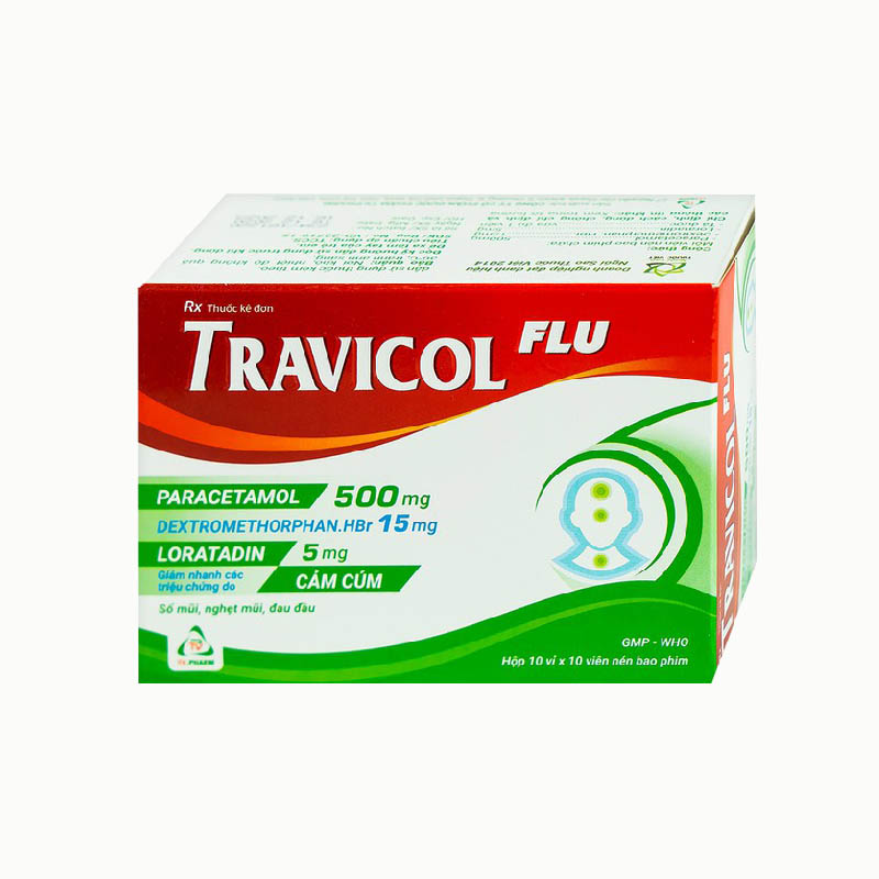 Thuốc trị các triệu chứng cảm cúm, cảm lạnh Travicol Flu | Hộp 100 viên