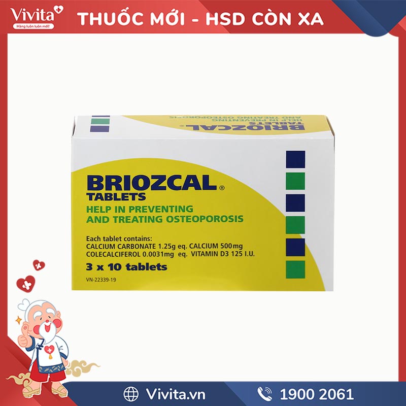 Thuốc bổ sung canxi và vitamin D3 Briozcal | Hộp 30 viên