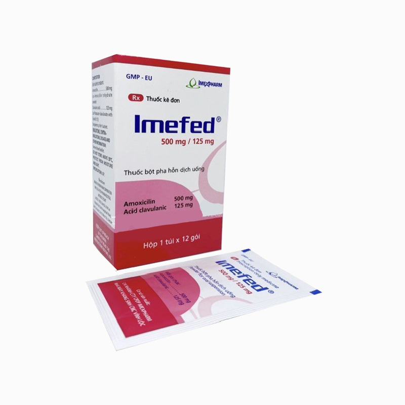 Thuốc kháng sinh trị nhiễm khuẩn Imefed 500mg/125mg | Hộp 12 gói