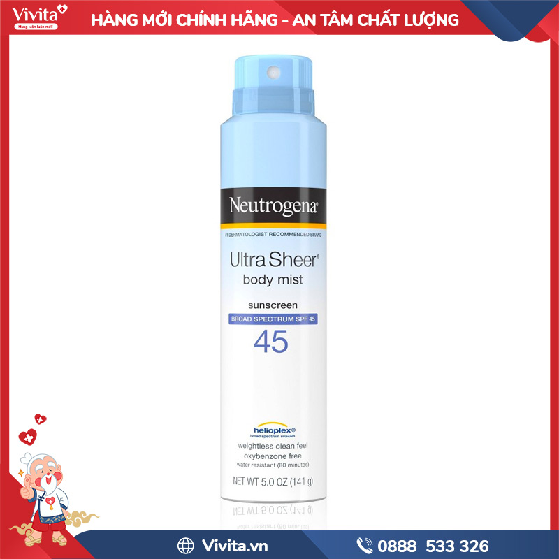 Neutrogena Ultra Sheer Body Mist Sunscreen SPF45