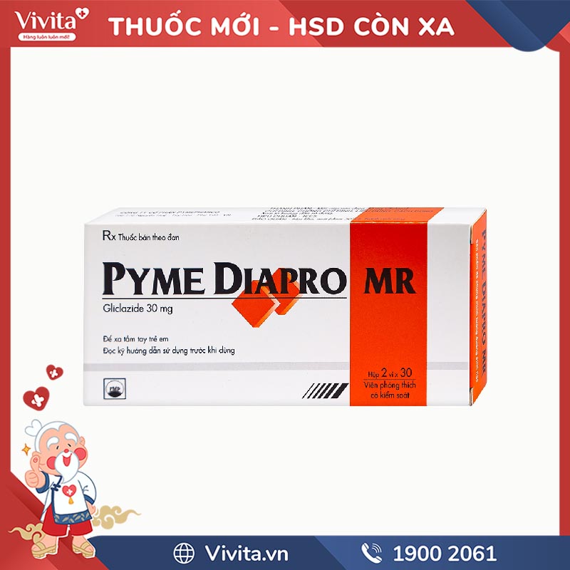 Thuốc trị tiểu đường Pyme Diapro MR | Hộp 60 viên