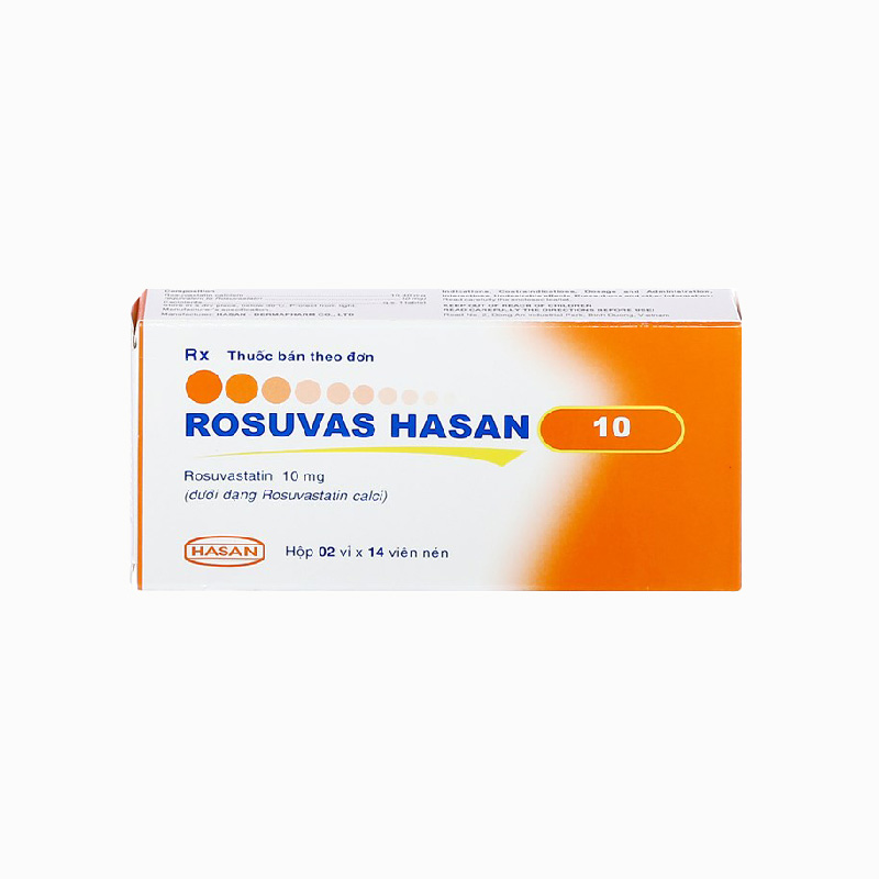 Thuốc trị mỡ máu Rosuvas Hasan 10 | Hộp 28 viên
