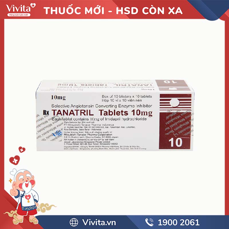 Thuốc trị cao huyết áp Tanatril Tablets 10mg | Hộp 100 viên
