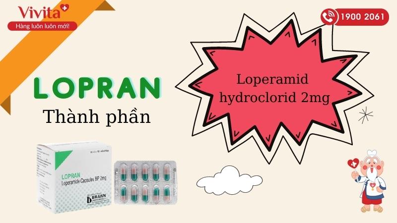 Thành phần của thuốc trị tiêu chảy Lopran