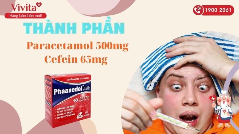Thành phần của thuốc giảm đau, hạ sốt Phaanedol Plus Extra