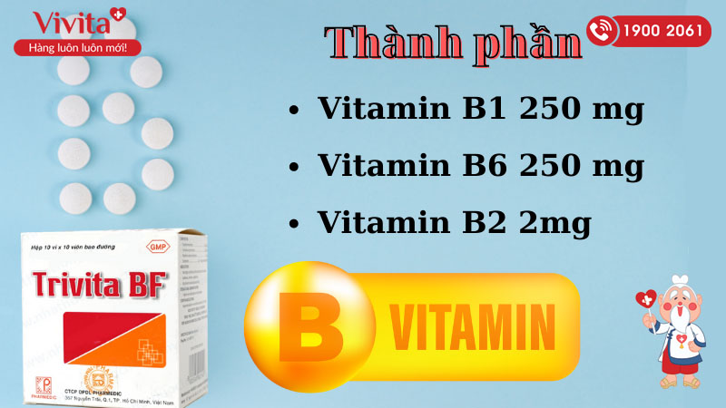 Thành phần của thuốc bổ sung vitamin B1, B6, B12 Trivita BF