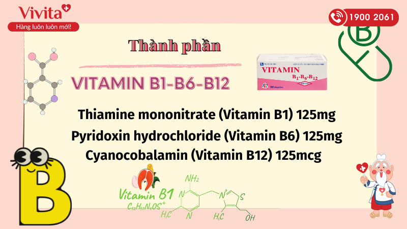 Thành phần của thuốc bổ sung vitamin B1-B6-B12 Mekophar