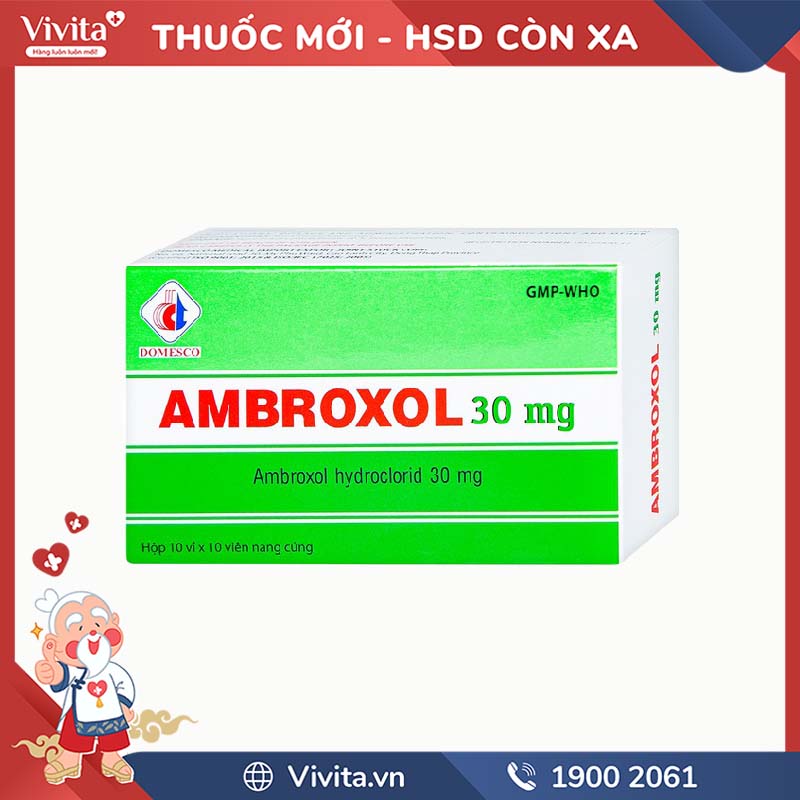 Thuốc tiêu đờm Ambroxol 30mg Domesco | Hộp 100 viên