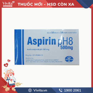 Thuốc chống kết lập tiểu cầu Aspirin pH8 500mg