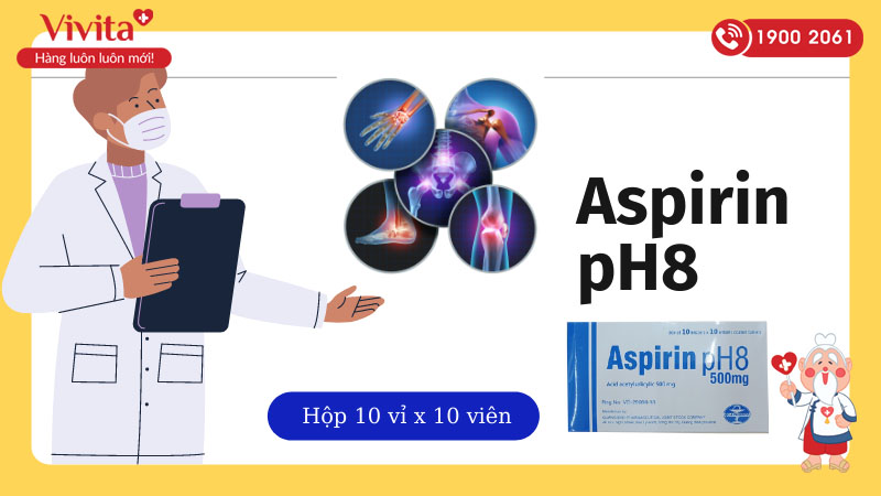 Thuốc chống kết lập tiểu cầu Aspirin pH8 500mg