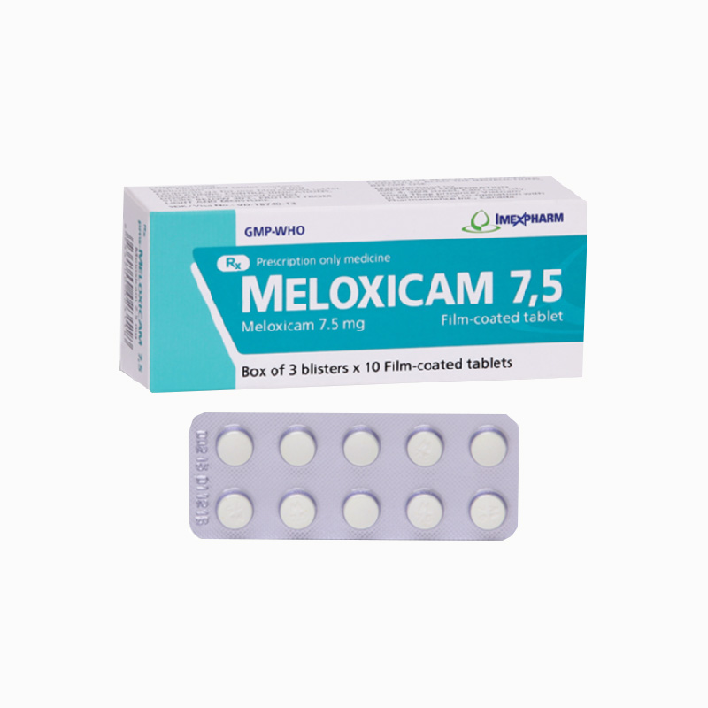 Thuốc giảm đau, kháng viêm Meloxicam 7.5 Imexpharm | Hộp 30 viên