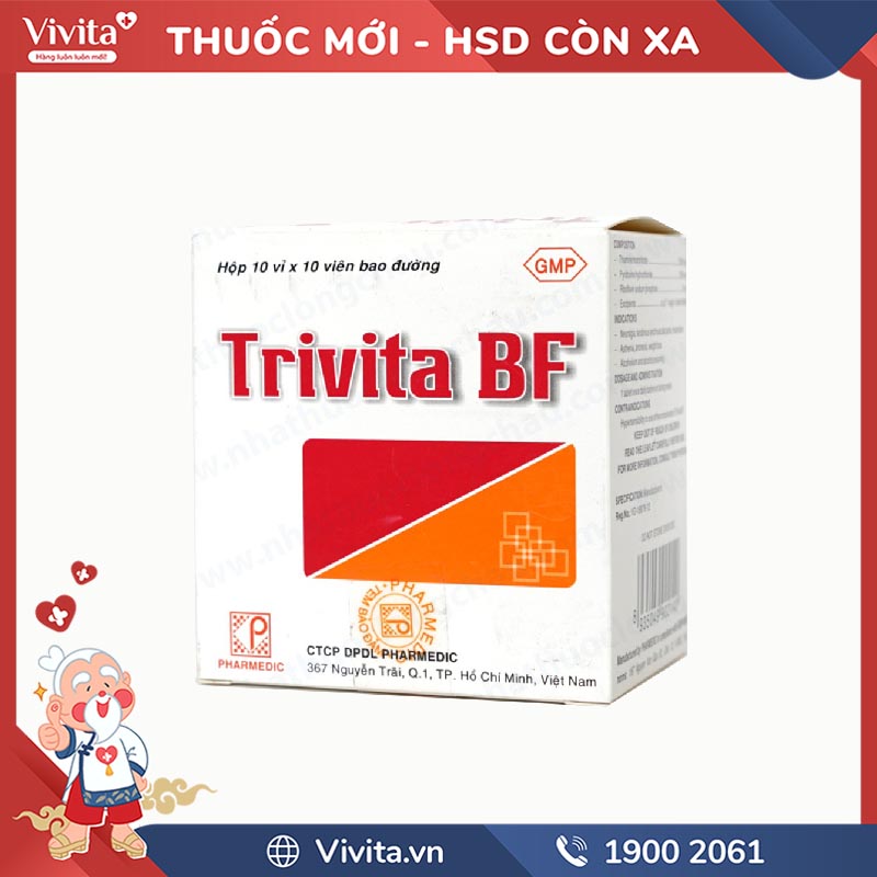 Thuốc bổ sung vitamin B1, B6, B12 Trivita BF | Hộp 100 viên