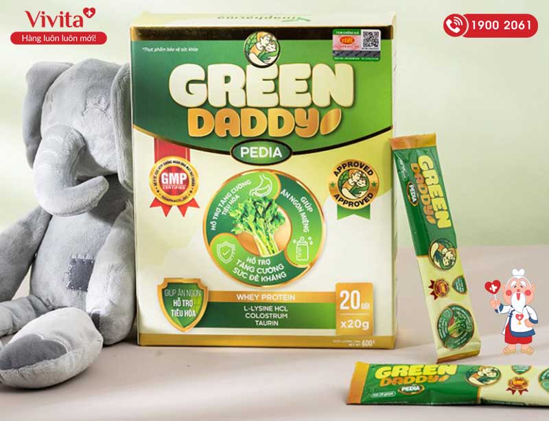 Sữa non Green Daddy Pedia hỗ trợ bổ sung dinh dưỡng, kích thích trẻ ăn ngon miệng