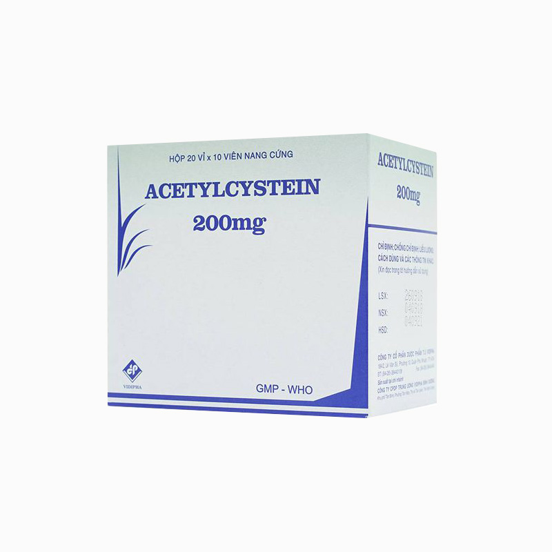 Thuốc trị ho Acetylcystein 200mg Vidipha | Hộp 200 viên