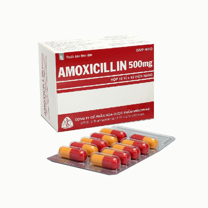 Thuốc kháng sinh trị nhiễm khuẩn Amoxicillin 500mg Mekophar | Hộp 100 viên