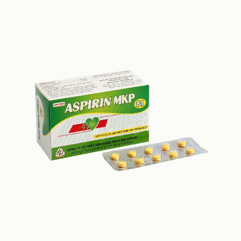 Thuốc chống kết lập tiểu cầu Aspirin MKP | Hộp 100 viên