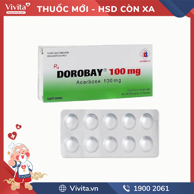 Thuốc trị tiểu đường Dorobay 100mg | Hộp 30 viên