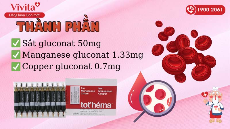 Thành phần của thuốc phòng và trị thiếu máu do thiếu sắt Tot'héma