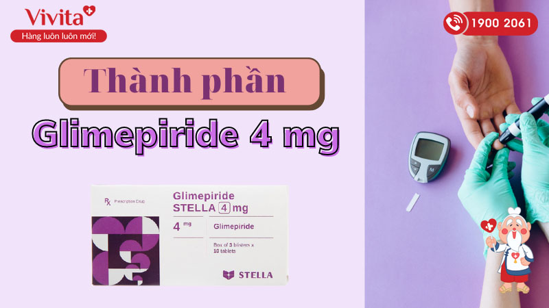 Thành phần của thuốc trị tiểu đường Glimepiride Stella 4mg