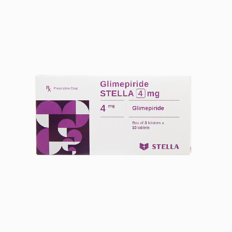 Thuốc trị tiểu đường Glimepiride Stella 4mg | Hộp 30 viên
