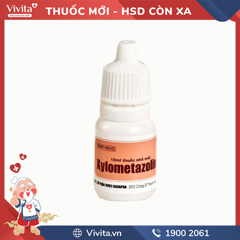 Thuốc nhỏ mũi trị viêm mũi Xylometazolin 0,05% Danapha | Chai 10ml