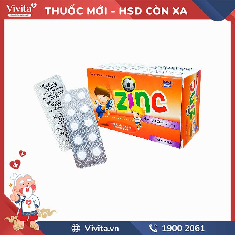 Thuốc bổ sung kẽm ZinC DHG | Hộp 100 viên