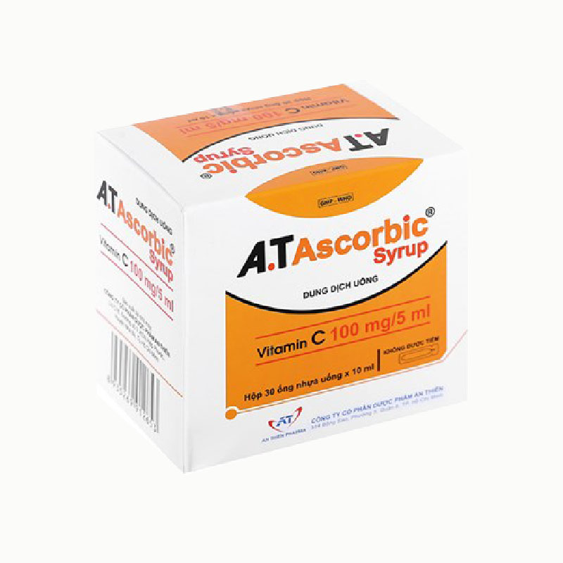 Ống uống A.T Ascorbic 5ml bổ sung vitamin C | Hộp 30 ống