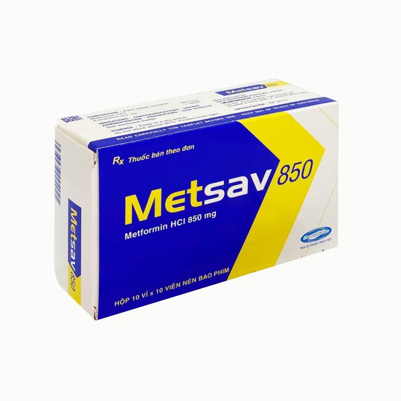 Thuốc trị tiểu đường Metsav 850 | Hộp 100 viên