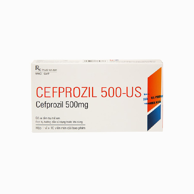 Thuốc kháng sinh trị nhiễm khuẩn Cefprozil 500 US | Hộp 10 viên